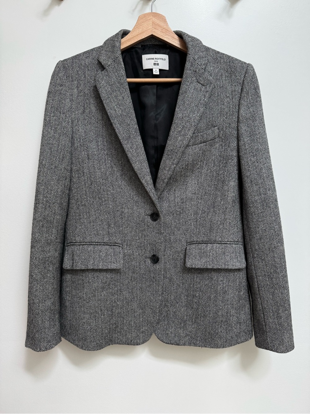 Carine Roitfeld x Uniqlo Herringbone Wool Blend Blazer Women's Medium Capsule - Picture 2 of 13
